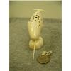 Image 3 : Carved ivory narwhal mounted on bone with baleen insets by Daniel Silook of Gambell, AK 5" long 3.25