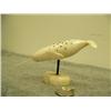 Image 4 : Carved ivory narwhal mounted on bone with baleen insets by Daniel Silook of Gambell, AK 5" long 3.25