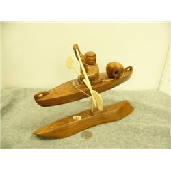 Wood kayaker mounted on wood approx 7.5" tall by Owen Eben on Nome, AK (33)