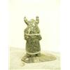 Image 4 : Soapstone Eskimo with child on shoulders, both with ivory faces on soapstone base by  E.S. 3.75" tal