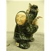 Image 1 : Jade/marble carving of dancer with bone face holding feathers by E.S. 7" tall (33)