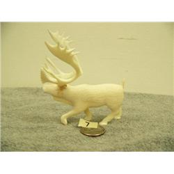 Ivory carved caribou by F. Pushruk 4" tall (33)