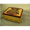 Image 1 : S.E. Alaska cedar box with clan animal carvings on top and eagle drawings on front and sides by Rose