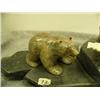 Image 3 : 2 soapstone bears on soapstone base one with ivory salmon in mouth 12.5" base 4.5" tall by E.S. (33)