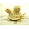 Image 1 : Soapstone dancer - missing feathers - with inset baleen eyes by E.S. 6.5" tall retail value $350.00 