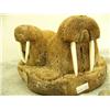 Image 3 : 3 walruses carved from whale bone, 2 with ivory tusks, inset baleen eyes 5" tall retail value $595.0