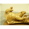 Image 2 : 4 otters carved from bone with 4 salmon mounted on wood by G.E.G. 5" wide 3" tall (33)