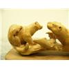 Image 7 : 4 otters carved from bone with 4 salmon mounted on wood by G.E.G. 5" wide 3" tall (33)