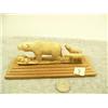 Image 1 : 3 bears carved out of bone mounted on wood by E.P. 2.5" tall 4 .75 wide (33)