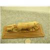 Image 4 : 3 bears carved out of bone mounted on wood by E.P. 2.5" tall 4 .75 wide (33)