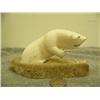 Image 1 : Carved ivory polar bear mounted on bone 3.25" tall 6.25" long retail value $425.00 (33)