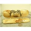 Image 1 : Fossilized ivory scrimshawed with rams head by Homer Cole 3.5" tall 7.5" wide retail value $895.00 (