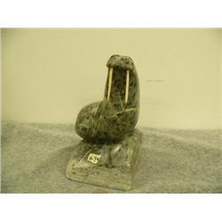 CHOICE on 2: soapstone walrus with ivory tusks by Eddy Omnik 7.5" tall (33)