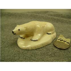 CHOICE on 3: Ivory carvings - polar bear with ivory base 1.25" x 3" by L.O. of Diomede, AK (33)