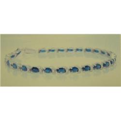 Sapphire and Diamond Bracelet, 14K White Gold, Sapphires, Oval Faceted, Approx. 7.00 Carats, Transpa