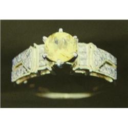 Fine Yellow Sapphire and Diamond Lady's Ring, 14K Yellow Gold, Yellow Sapphire, Round, Faceted, Appr