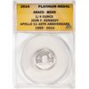 Image 1 : 2014 Proof 1/4 oz Platinum JFK Apollo 11 Anniversary Medal ANACS MS69