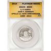 Image 1 : 2014 Proof 1/2 oz Platinum JFK Apollo 11 Anniversary Medal ANACS MS69