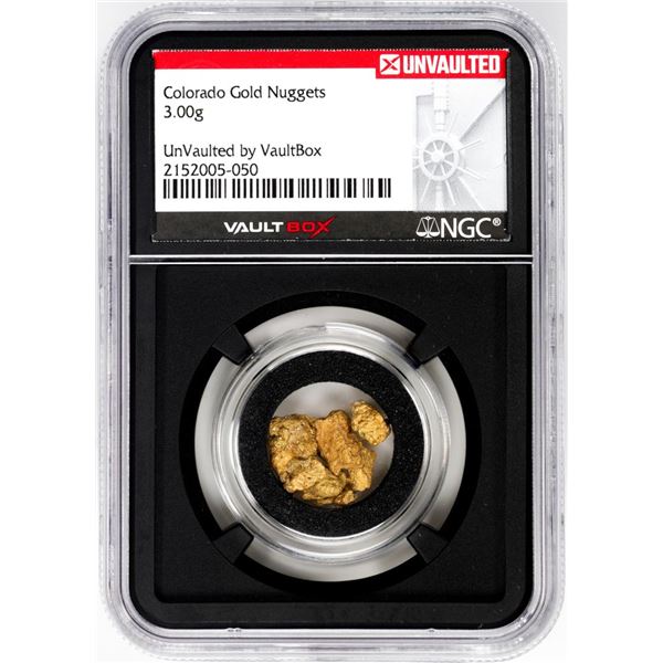 Lot of Colorado Gold Nuggets 3.00 Grams Total Weight NGC Vaultbox Unvaulted
