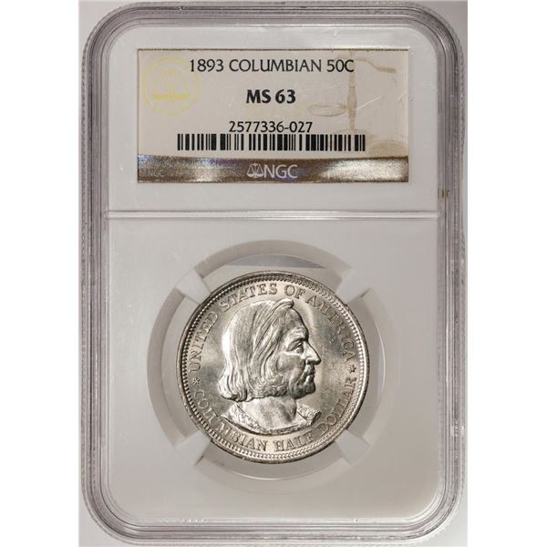 1893 Columbian Commemorative Half Dollar Coin NGC MS63