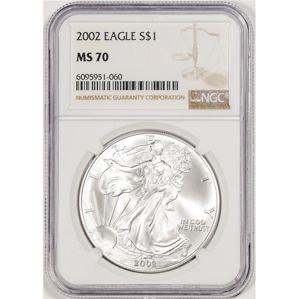 2002 $1 American Silver Eagle Coin NGC MS70