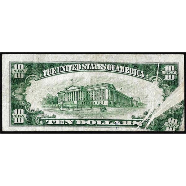 1950 $10 Federal Reserve Note St. Louis Multiple Gutter Folds Error