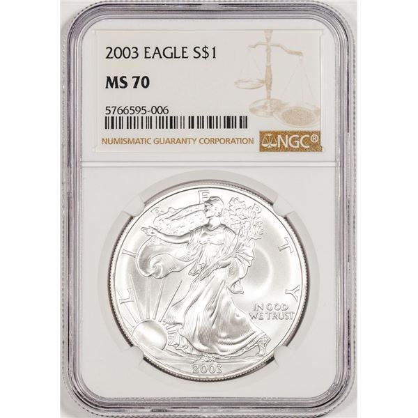 2003 $1 American Silver Eagle Coin NGC MS70