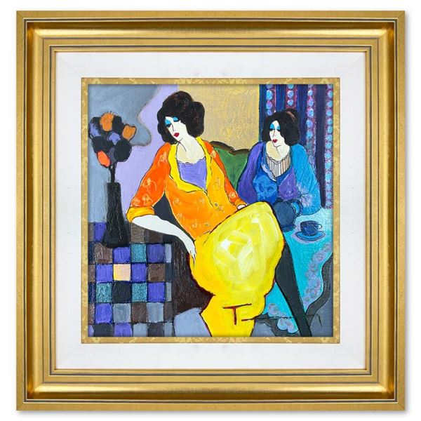 Itzchak Tarkay (1935-2012) "Sisters" Original Mixed Media on Board