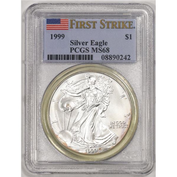 1999 $1 American Silver Eagle Coin PCGS MS68 First Strike