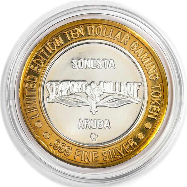 .999 Silver Crystal Casino Aruba $10 Casino Limited Edition Gaming Token