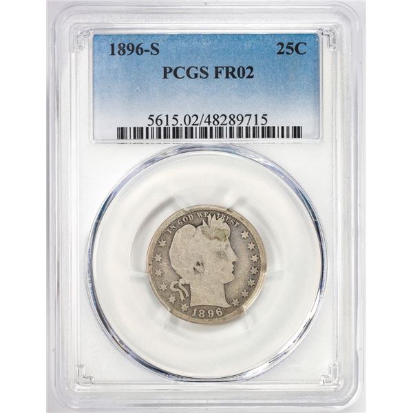 1896-S Barber Quarter Coin PCGS FR02