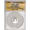 Image 1 : 2014 Proof 1/4 oz Platinum JFK Apollo 11 Anniversary Medal ANACS MS69