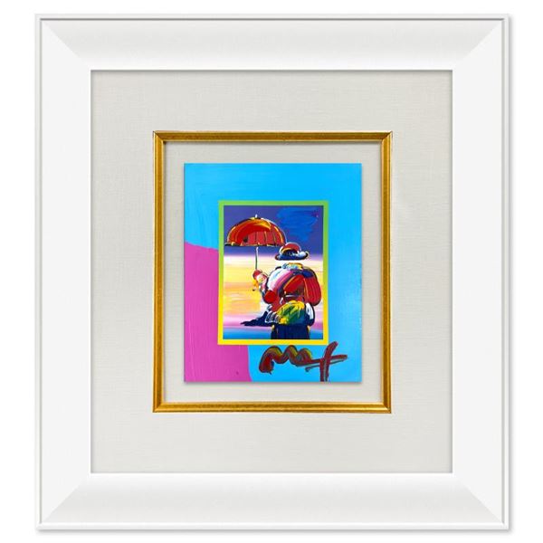 Peter Max "Umbrella Man on Blends" Original Mixed Media on Paper