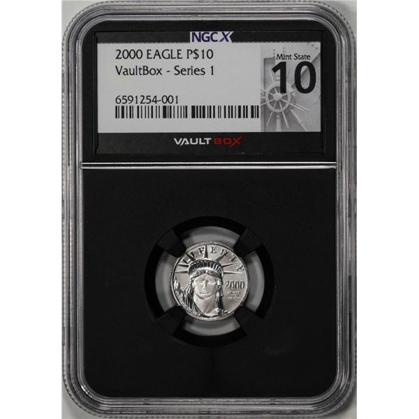 2000 $10 American Platinum Eagle Coin NGCX Mint State 10 VaultBox Series 1