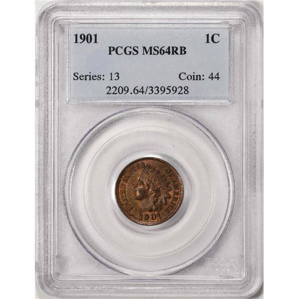 1901 Indian Head Cent Coin PCGS MS64RB