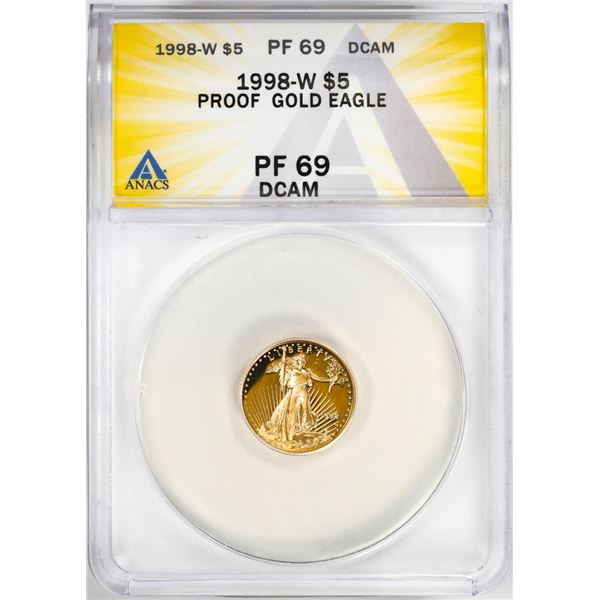 1998-W $5 Proof American Gold Eagle Coin ANACS PF69DCAM