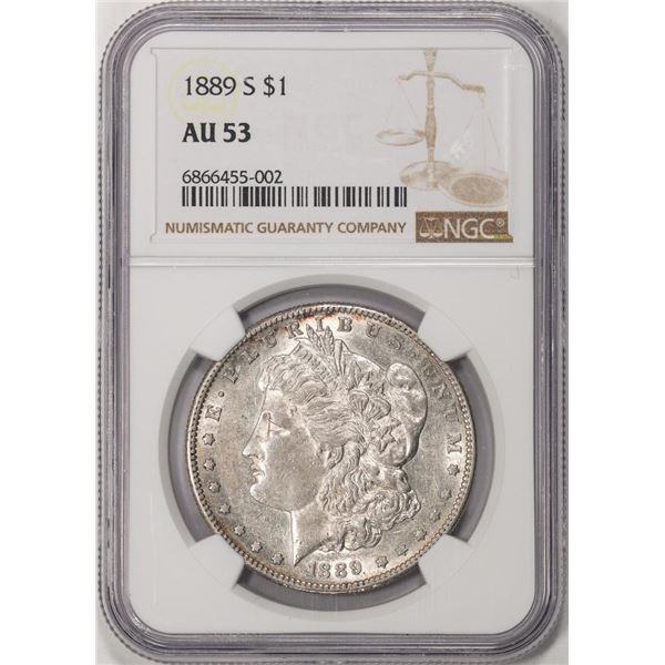 1889-S $1 Morgan Silver Dollar Coin NGC AU53