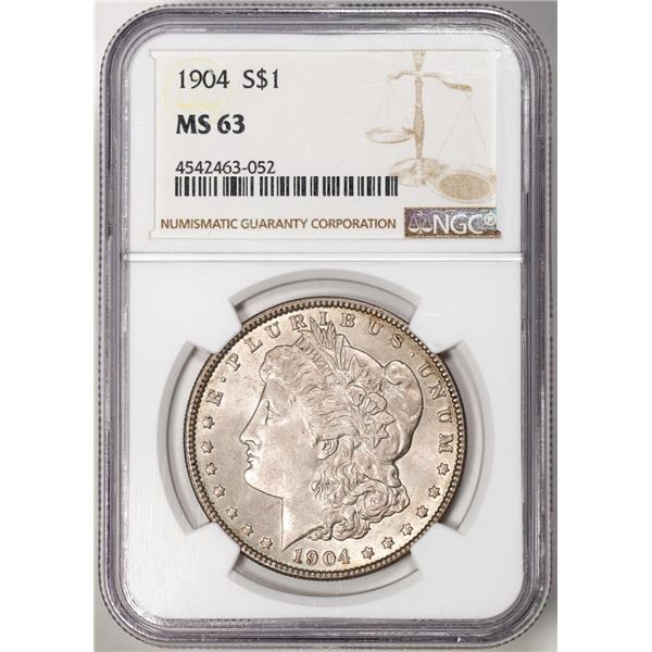 1904 $1 Morgan Silver Dollar Coin NGC MS63