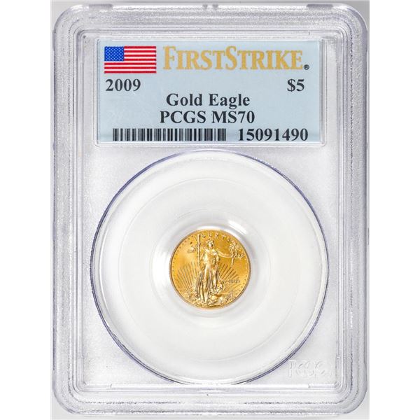 2009 $5 American Gold Eagle Coin PCGS MS70 First Strike