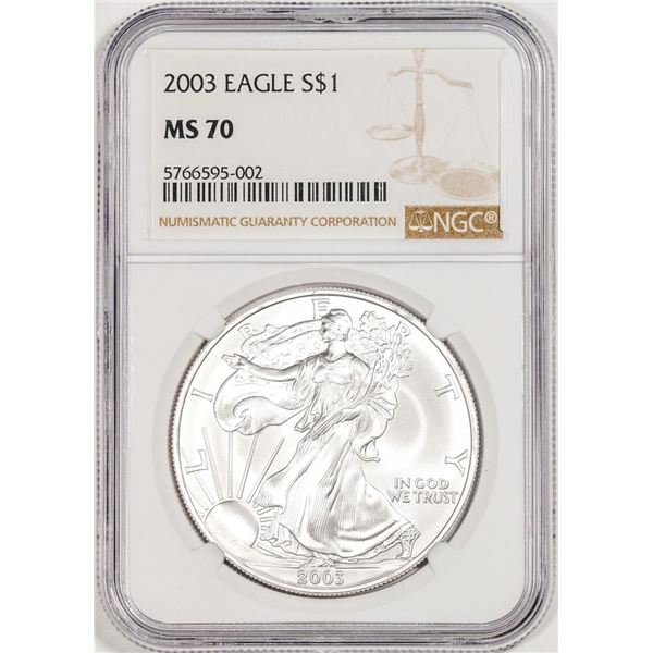 2003 $1 American Silver Eagle Coin NGC MS70