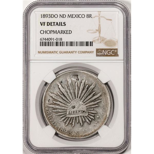 1893DO ND Mexico 8 Reales Silver Coin NGC VF Details Chopmarked