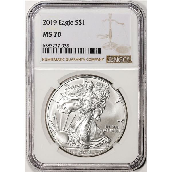 2019 $1 American Silver Eagle Coin NGC MS70