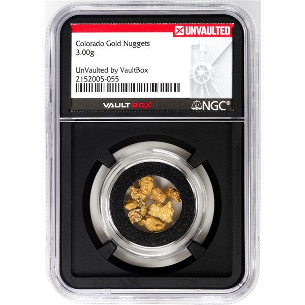 Lot of Colorado Gold Nuggets 3.00 Grams Total Weight NGC Vaultbox Unvaulted