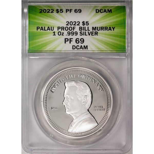 2022 $5 Palau Proof Bill Murray Silver Coin ANACS PF69DCAM