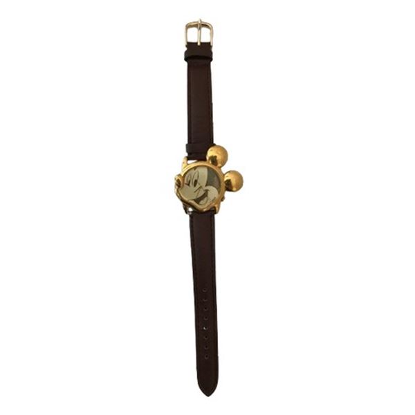 Gold-tone Mickey Mouse Shaped Watch | Vintage Lorus V401-5700 R0 Watch Vintage Radar