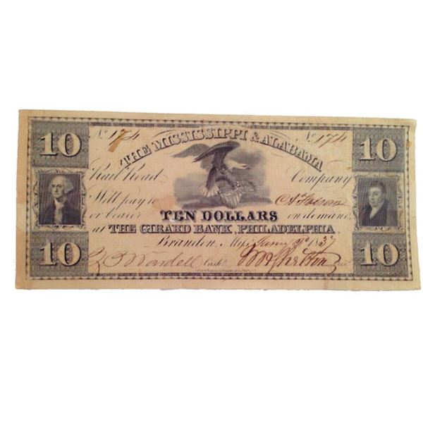 Django Unchained Mississippie & Alabama Grand Bank $10 Note Movie Props