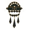 Image 1 : Antique Victorian 14K Rose Gold Black Onyx Mourning Dangle Chandelier Brooch Pin