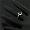 Image 6 : 14k White Gold 1.33 ctw FINE Pear Sapphire Solitaire Ring w/ Round Diamond Halo