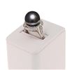 Image 3 : 12mm Tahitian Pearl and 0.37 ctw Diamond 14K White Gold Ring
