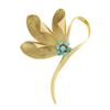 Image 1 : Vintage Italian 18k Gold Cabochon Turquoise w/ Textured Petals Flower Brooch Pin